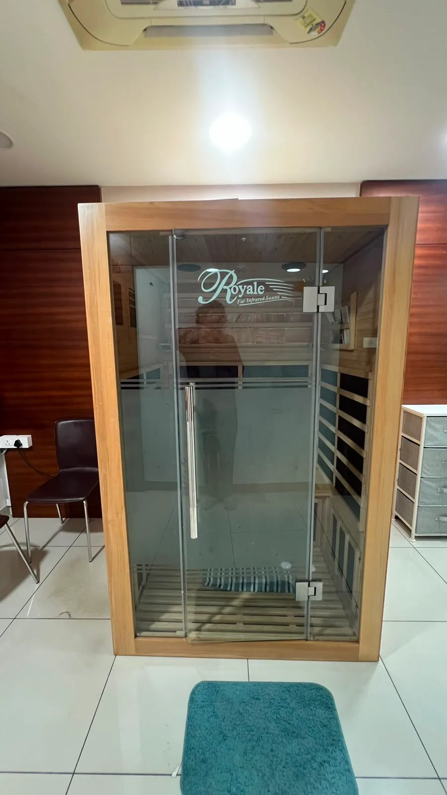 Royale far infrared sauna cabin at Helios